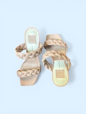 Dolce Vita Braided Neutral Slide Mules in Nude